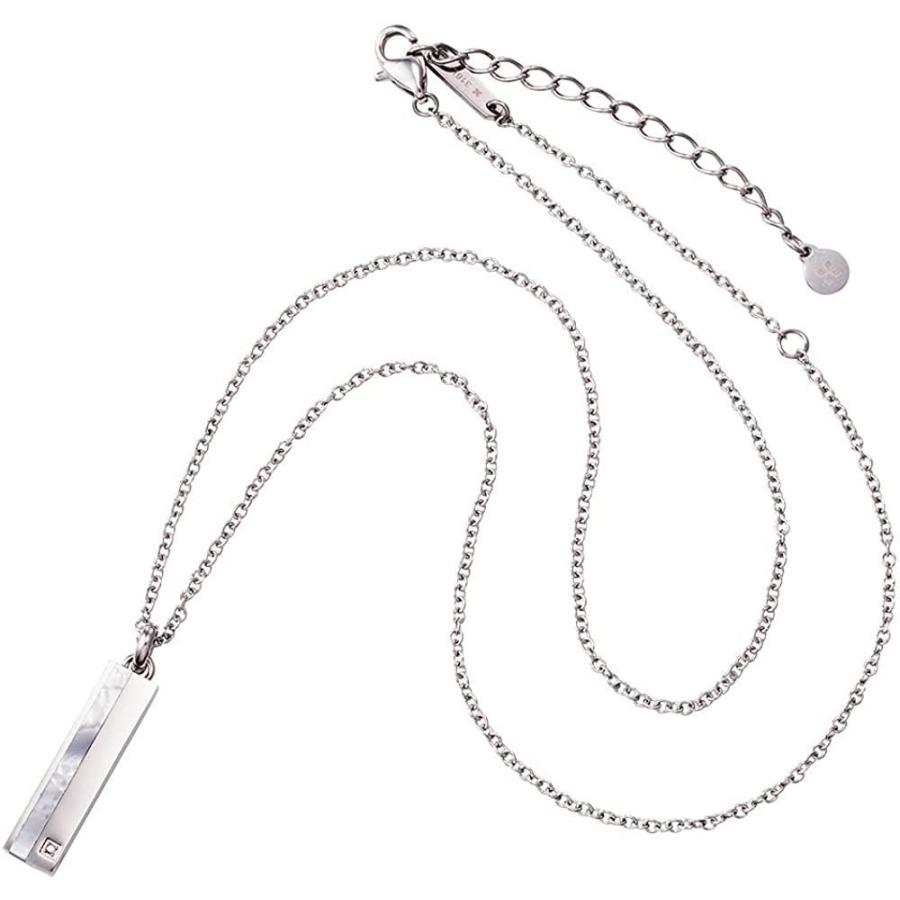 ホワイトクローバー ペアネックレス サージカルステンレス316L ダイヤモンド シェル プレート シルバー&シルバー 4SUP064SV& ホワイトクローバー ペアネックレス サージカルステンレス316L ダイヤモンド シェル プレート シルバー&シルバー 4SUP064SV&