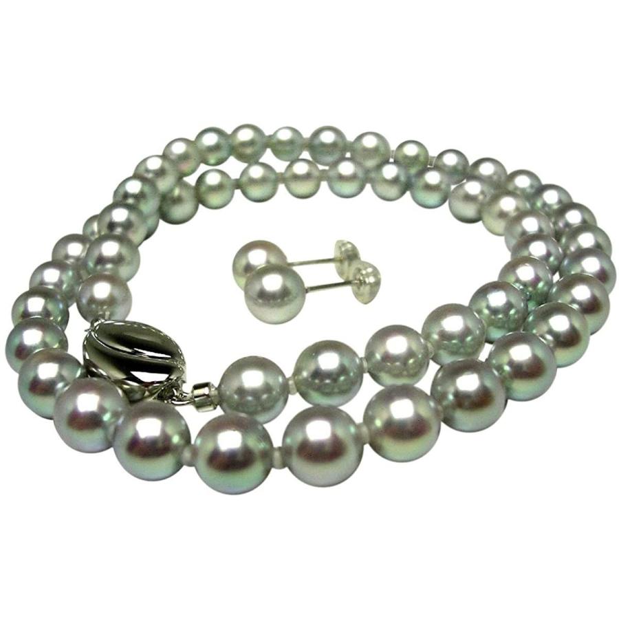 【希少】 Isowa Pearl（伊勢志摩の真珠専門店 イソワパール） アコヤ真珠 ネックレス ピアス セット 7.0-7.5mm シルバーブルー シ 【BCD8996502165】(31515円)