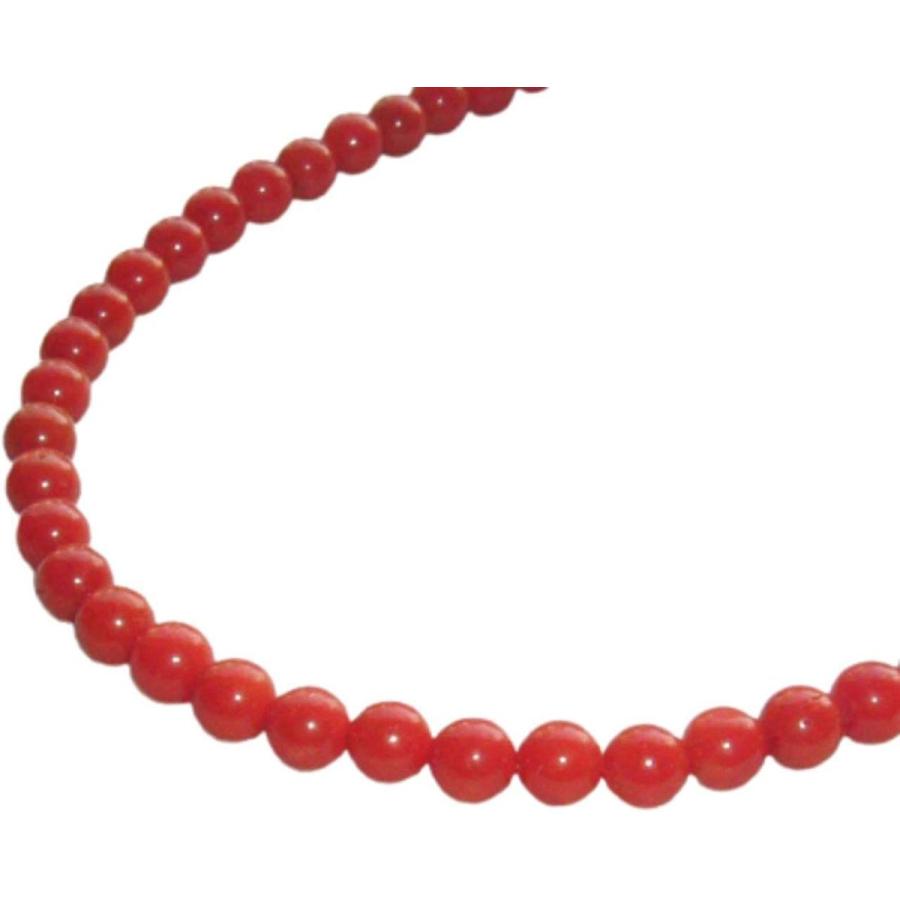 赤珊瑚 ネックレス チョーカー 5.8mmから5.5mm玉 地中海産サンゴ 42cm プレシャスジュエリー 14金ホワイトゴールドの金具 無