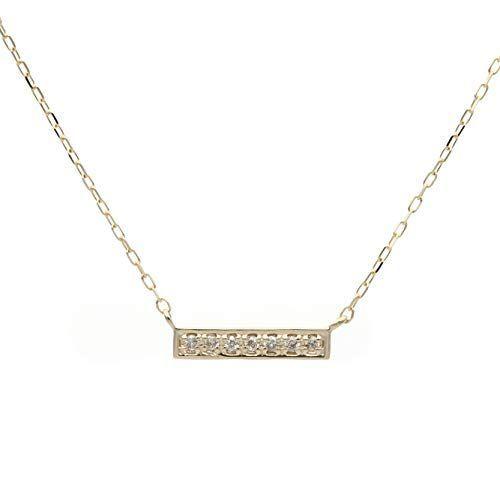 L&Co. (エルアンドコー) ペーパーバッグ&ペーパーボックス付 K10 バー モチーフ ダイヤモンド ペンダント ネックレス 66-76