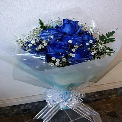 １０本のブルーローズとカスミソウの花束！メッセージそ添えて花束を！ |  | 01