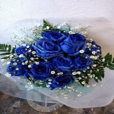 １０本のブルーローズとカスミソウの花束！メッセージそ添えて花束を！ |  | 02