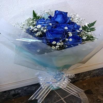 １０本のブルーローズとカスミソウの花束！メッセージそ添えて花束を！ |  | 03