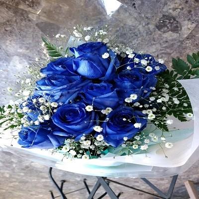 １０本のブルーローズとカスミソウの花束！メッセージそ添えて花束を！ |  | 07