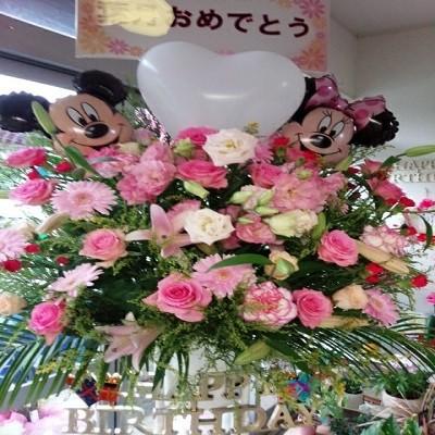 『配達エリア限定』ミッキー＆ミニーちゃん【バルーン】が可愛らしい！！大人気スタンド生花☆１段タイプ☆ |  | 06