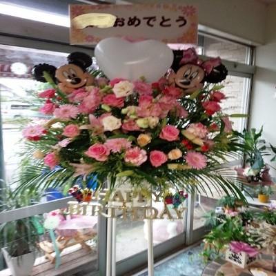 『配達エリア限定』ミッキー＆ミニーちゃん【バルーン】が可愛らしい！！大人気スタンド生花☆１段タイプ☆ |  | 08