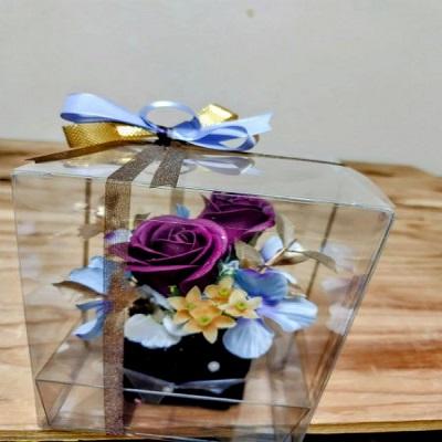 ラメの付いた紫バラのソープフラワーアレンジ☆にメッセージを添えて贈り物に！ |  | 11