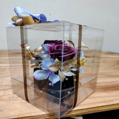 ラメの付いた紫バラのソープフラワーアレンジ☆にメッセージを添えて贈り物に！ |  | 03