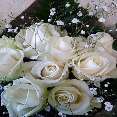 １０本の白いバラとかすみそうの花束にメッセージを添えて！！ :93 