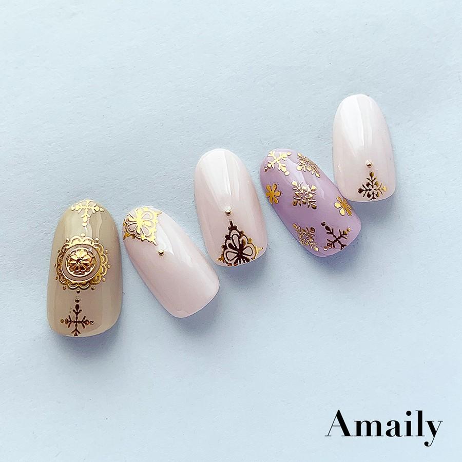 Amaily アメイリー ネイルシール No.5-35 ダマスク柄(G) : ネイル