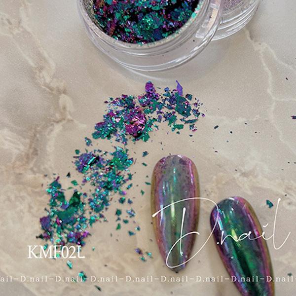 D.nail ディネイル  カメレオンミラーフレークパウダー KMF02L ブルー&エメラルド&パープル | 