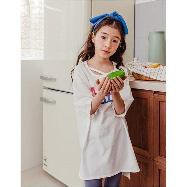 韓国子供服 tシャツ ワンピース 白 グレー 韓国 半袖 女の子 90 100