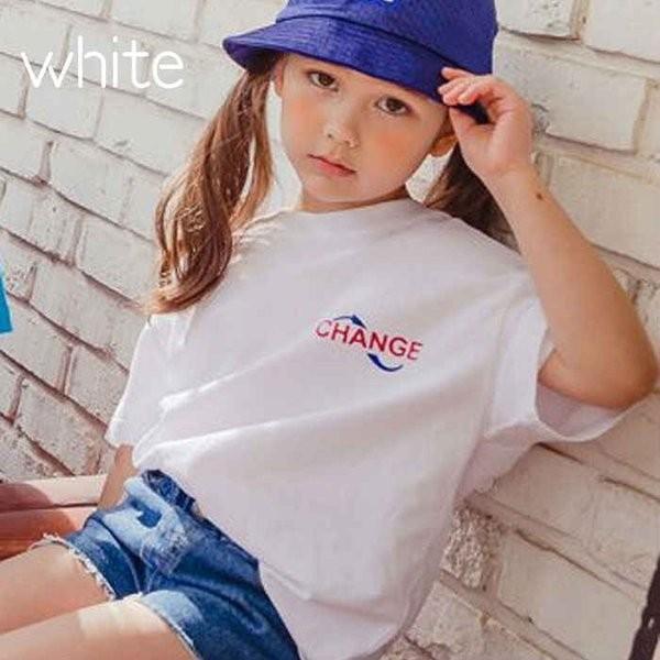 ロゴ tシャツ ブルー 白 青 半袖 男の子 女の子 90 100 110 120 韓国