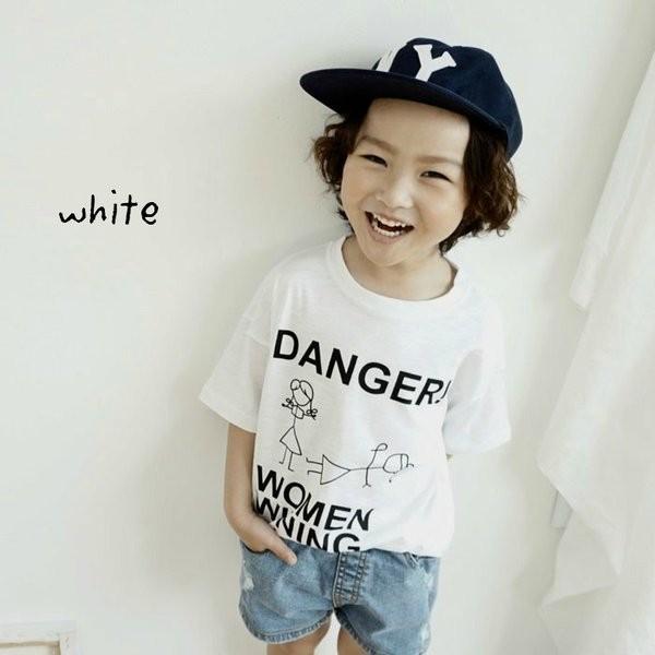 韓国子供服 tシャツ ロゴ しろ 茶色 男の子 女の子 90 100 110 120