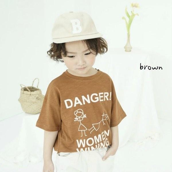 韓国子供服 tシャツ ロゴ しろ 茶色 男の子 女の子 90 100 110 120