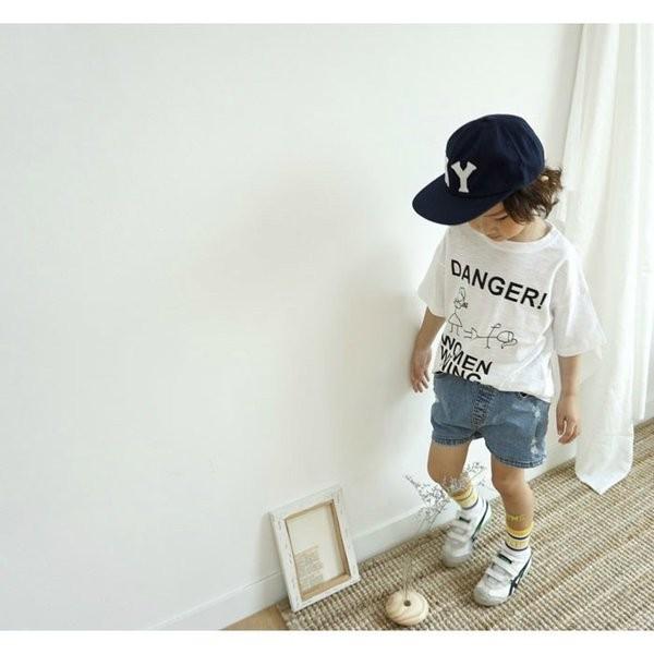 韓国子供服 tシャツ ロゴ しろ 茶色 男の子 女の子 90 100 110 120