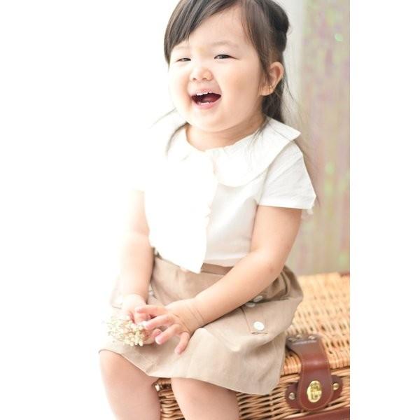 白 ブラウス 無地 スカート 海外子供服 子供服 80 90 100 110 120 