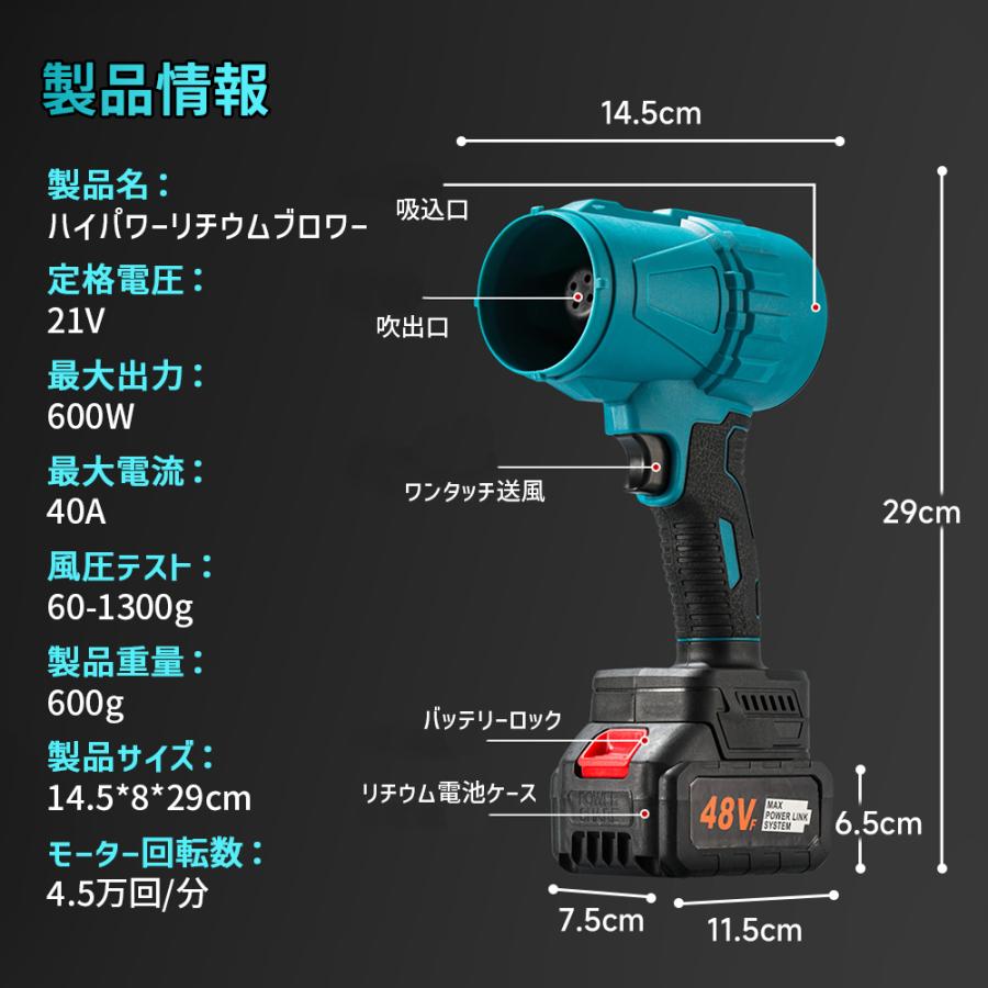 VOLTAGE ブロワー　送風機　充電式 Amazon.co.jp: VOLTAGA ブロワー 充電式 風量5.7m³/min 最大風速273km