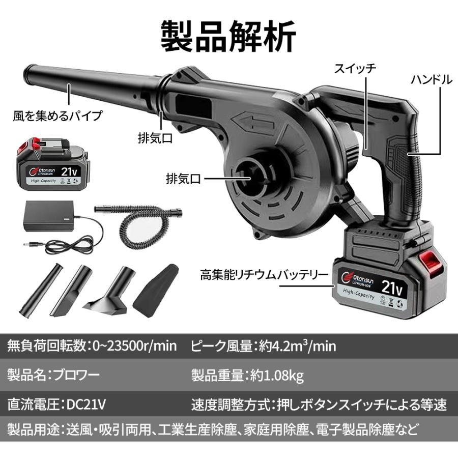 ブロワー 充電式 掃除機 送風機 マキタ18V互換バッテリー セット
