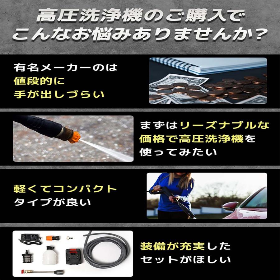 高圧洗浄機 高圧洗浄器 コードレス 充電式 洗車 噴射圧力6Mpa 噴射水量