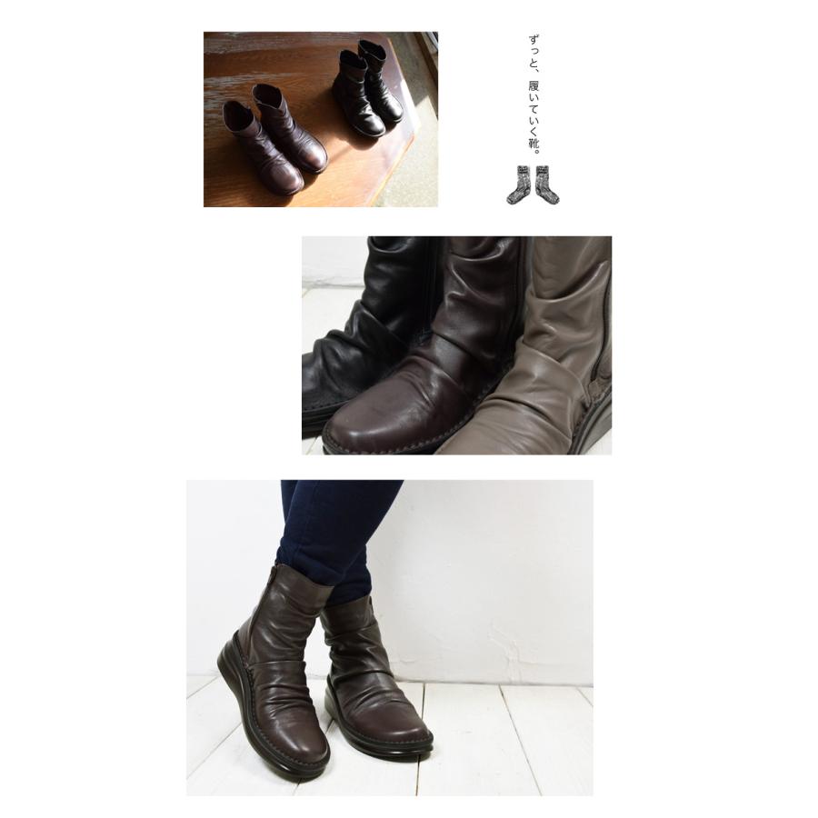 インコルジェ 本革 日本製 コンフォート ブーツ レディース ショート