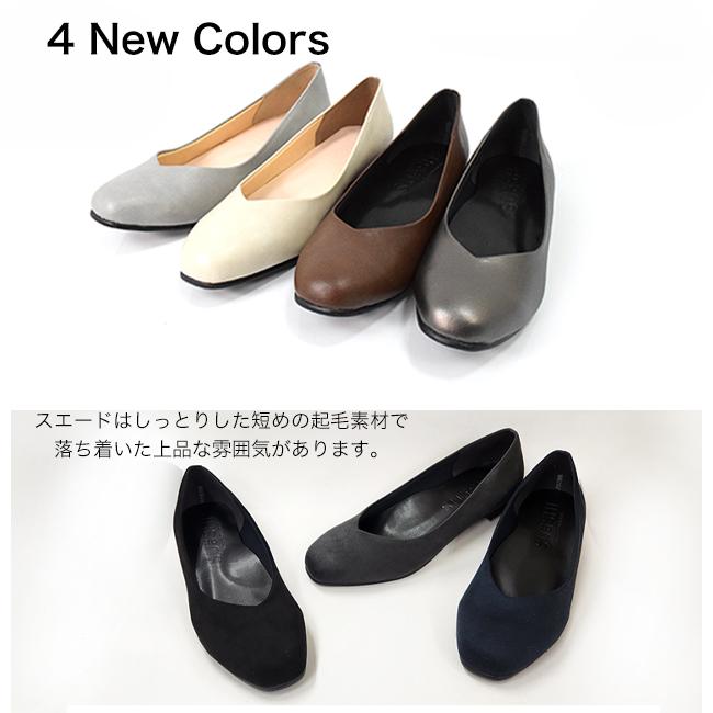 パンプス 歩きやすい スクエアトゥ 痛くない ローヒール バレエシューズ レディース ぺたんこ フラットシューズ 疲れにくい 幅広 SUaSHI スアシ[FOO-AM-R1801]の画像
