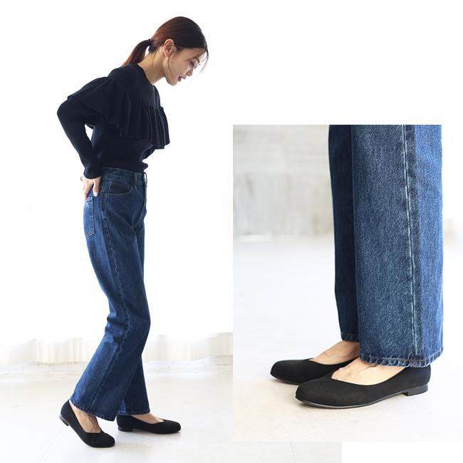 パンプス 歩きやすい スクエアトゥ 痛くない ローヒール バレエシューズ レディース ぺたんこ フラットシューズ 疲れにくい 幅広 SUaSHI スアシ[FOO-AM-R1801]の画像