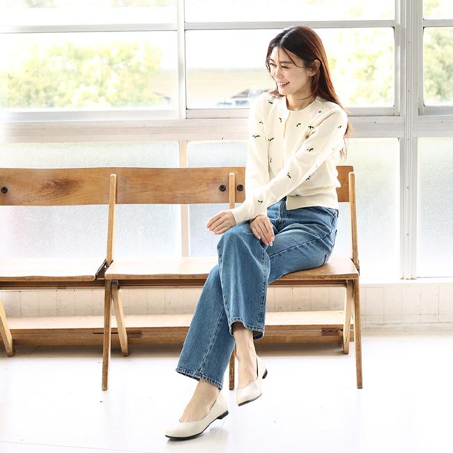 パンプス 歩きやすい スクエアトゥ 痛くない ローヒール バレエシューズ レディース ぺたんこ フラットシューズ 疲れにくい 幅広 SUaSHI スアシ[FOO-AM-R1801]の画像