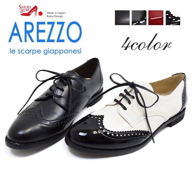 メダリオン ウイングチップ AREZZO レディース マニッシュ メダリオン ウイングチップ AREZZO レディース マニッシュ