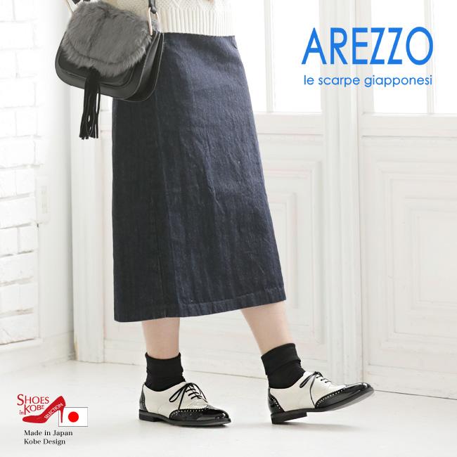 メダリオン ウイングチップ AREZZO レディース マニッシュ メダリオン ウイングチップ AREZZO レディース マニッシュ