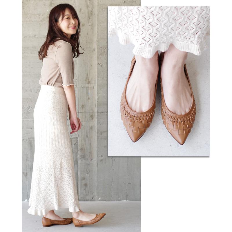 パンプス レディース ぺたんこ ローヒール 痛くない 疲れない 走れる 編み込み アーモンドトゥ 幅広 スアシ 春夏 黒 (FOO-MI-R2276) | SUaSHI | 15