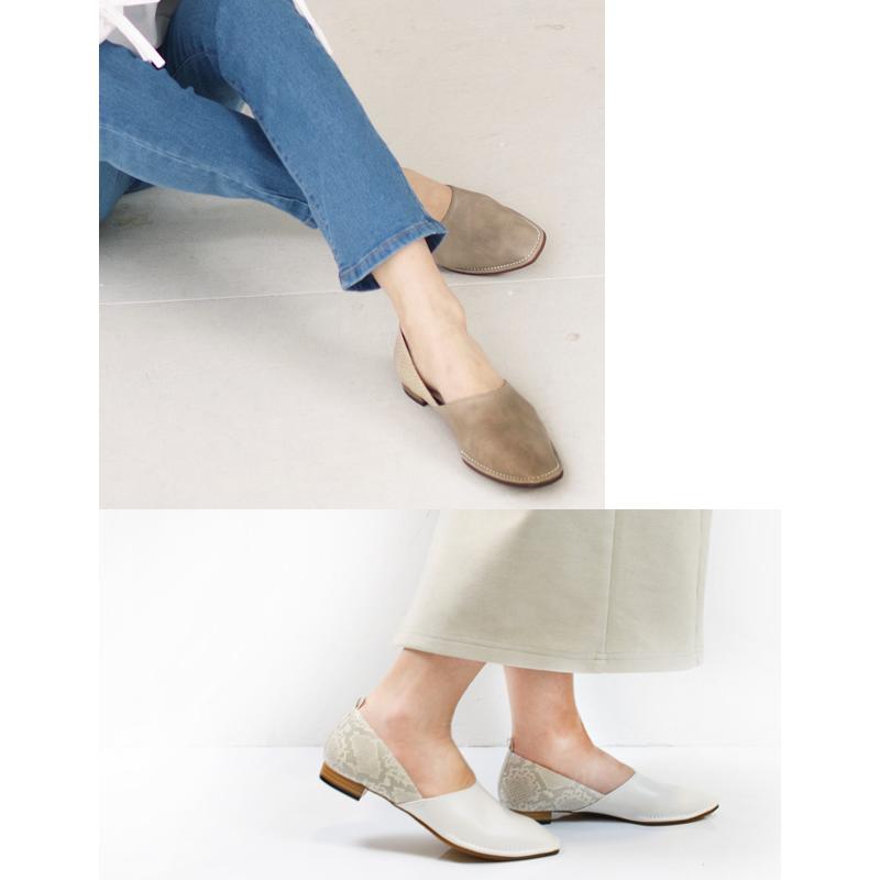 パンプス フラット レディース スネーク スクエアトゥ SUaSHI 痛くない フラットシューズ ドクターシューズ 幅広 バレエシューズ 痛くない [FOO-MI-R3271] | SUaSHI | 30