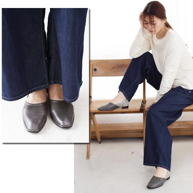パンプス フラット レディース スネーク スクエアトゥ SUaSHI 痛くない フラットシューズ ドクターシューズ 幅広 バレエシューズ 痛くない [FOO-MI-R3271]の画像