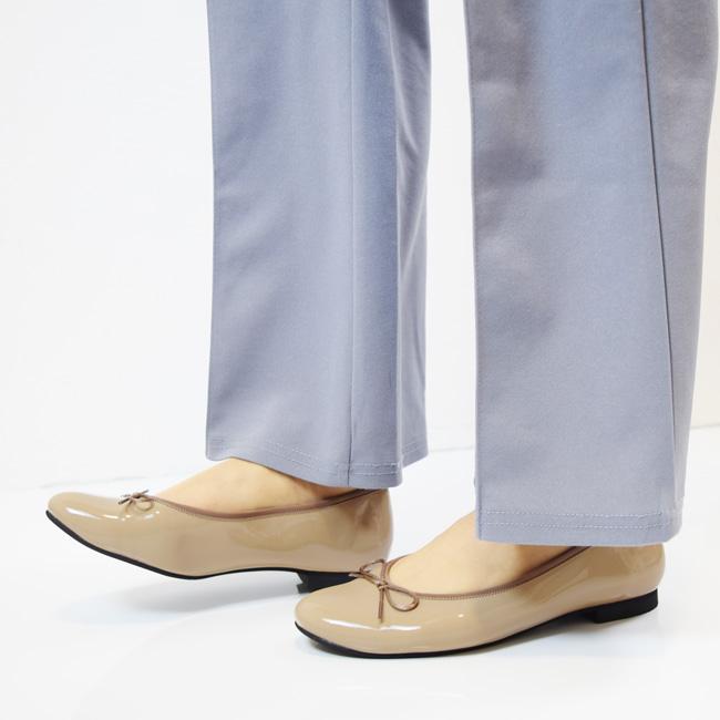 バレエシューズ パンプス レディース 痛くない 幅広 歩きやすい ストレッチ バレエ フラットシューズ リボン 1.5cm 日本製[FOO-SN-R1631]の画像
