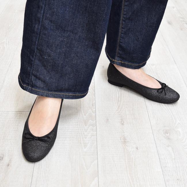 バレエシューズ パンプス レディース 痛くない 幅広 歩きやすい ストレッチ バレエ フラットシューズ リボン 1.5cm 日本製[FOO-SN-R1631]の画像