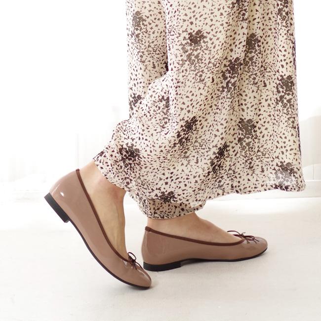 バレエシューズ パンプス レディース 痛くない 幅広 歩きやすい ストレッチ バレエ フラットシューズ リボン 1.5cm 日本製[FOO-SN-R1631]の画像