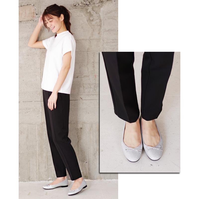 バレエシューズ パンプス レディース 痛くない 幅広 歩きやすい ストレッチ バレエ フラットシューズ リボン 1.5cm 日本製[FOO-SN-R1631] | SUaSHI | 28