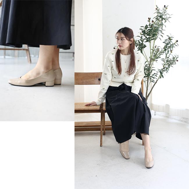 パンプス レディース 歩きやすい 痛くない 走れる 疲れない ビジネス スクエアトゥ チャンキーヒール 幅広 黒 3cm [FOO-SN-R4031]の画像