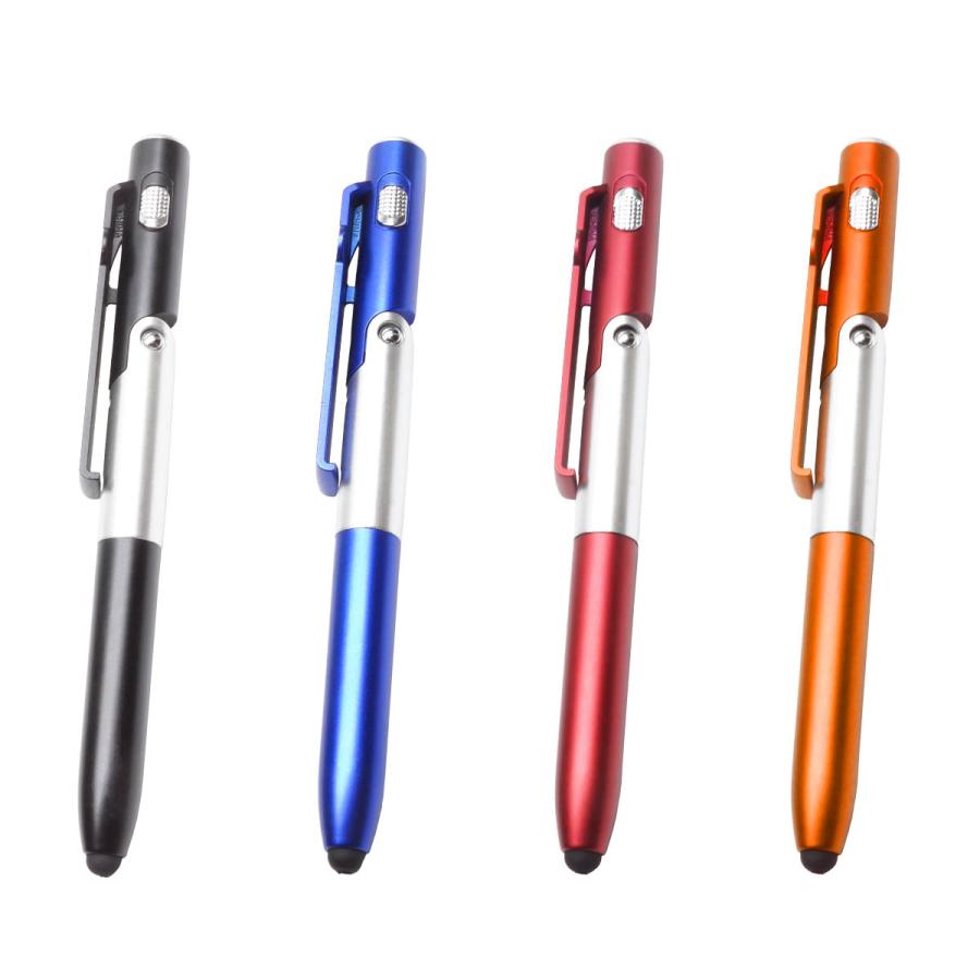 4in1 多機能ペン ボールペン タッチペン LEDライト スマホスタンド