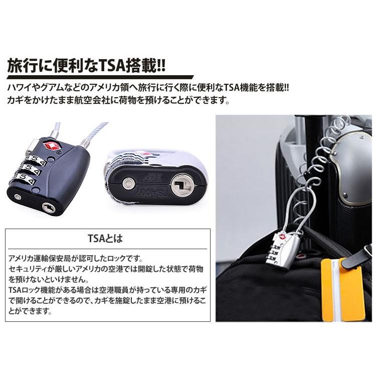 TSA ワイヤーロック ダイヤル式 TSAロック 鍵 盗難防止 南京錠 暗証番号 スーツケース キャリーケース 海外 旅行 空港 検査｜calmshop｜06