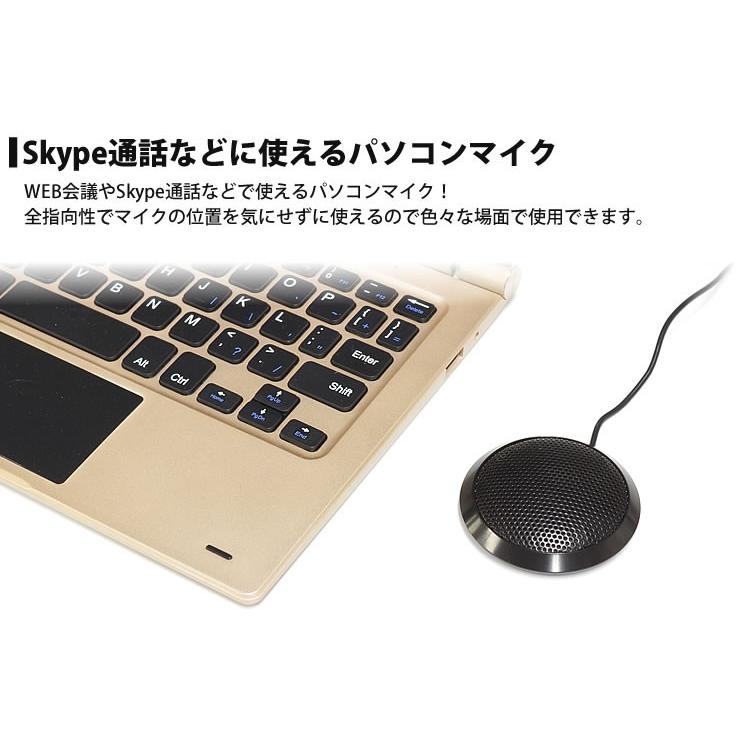 フラット型 PCマイク USB 全指向性 パソコン コンパクト 小型 Skype