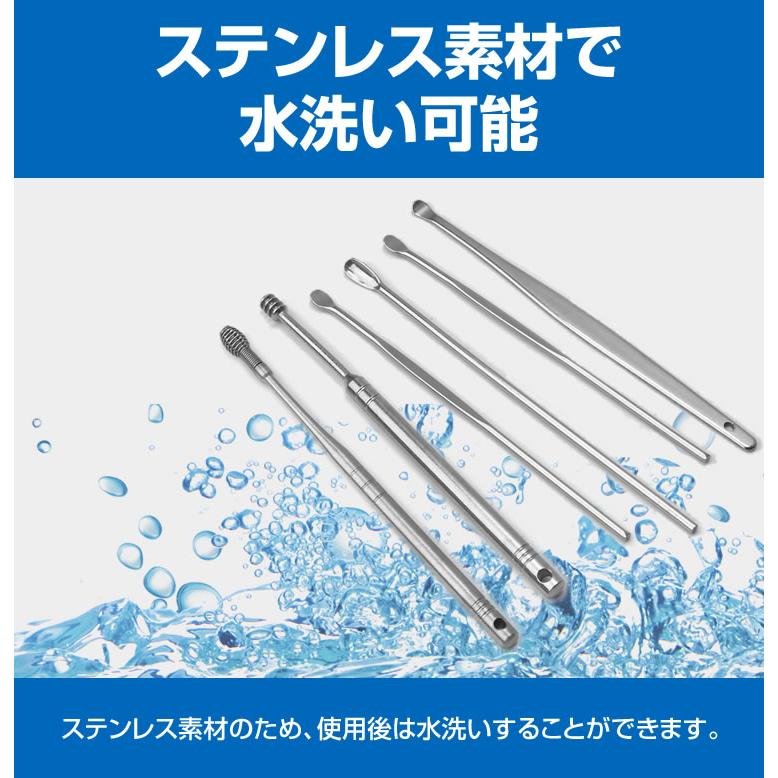 耳かき 6本 セット ケース付属 キーリング付き 耳掃除 コンパクト