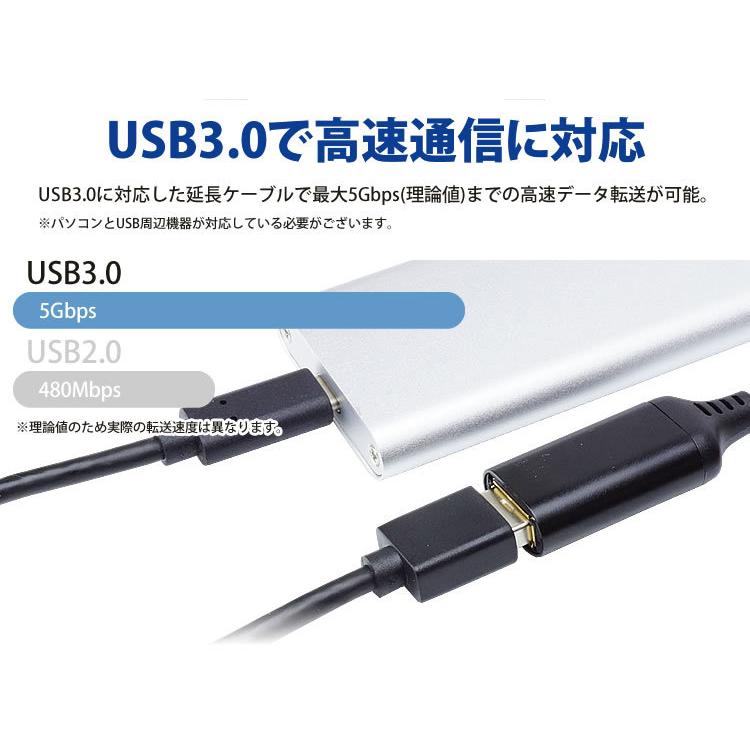 USB 3.0 延長ケーブル 2m Type-A オス メス USB A 延長コード USBケーブル 高速転送｜calmshop｜05