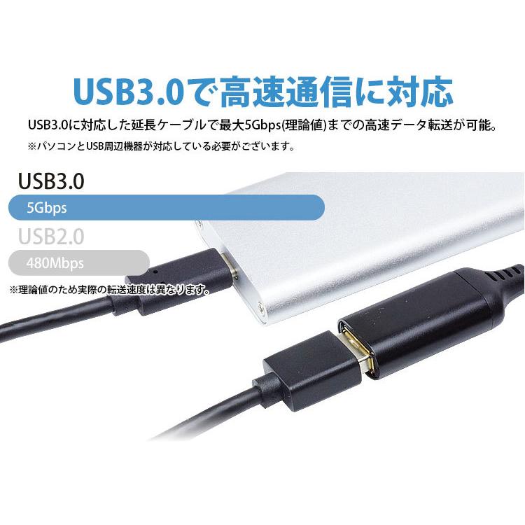 USB 3.0 延長ケーブル 0.5m  Type-A オス メス USB A 延長コード 高速転送｜calmshop｜05