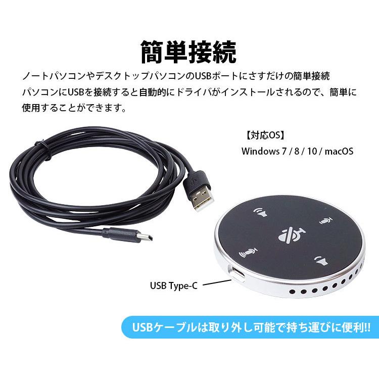 マイク USB スピーカー搭載 タッチ式 全指向性 マイクミュート