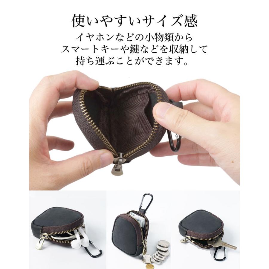 ミニポーチ 本革 牛革 カラビナ付き ポーチ おしゃれ 高級感 軽量
