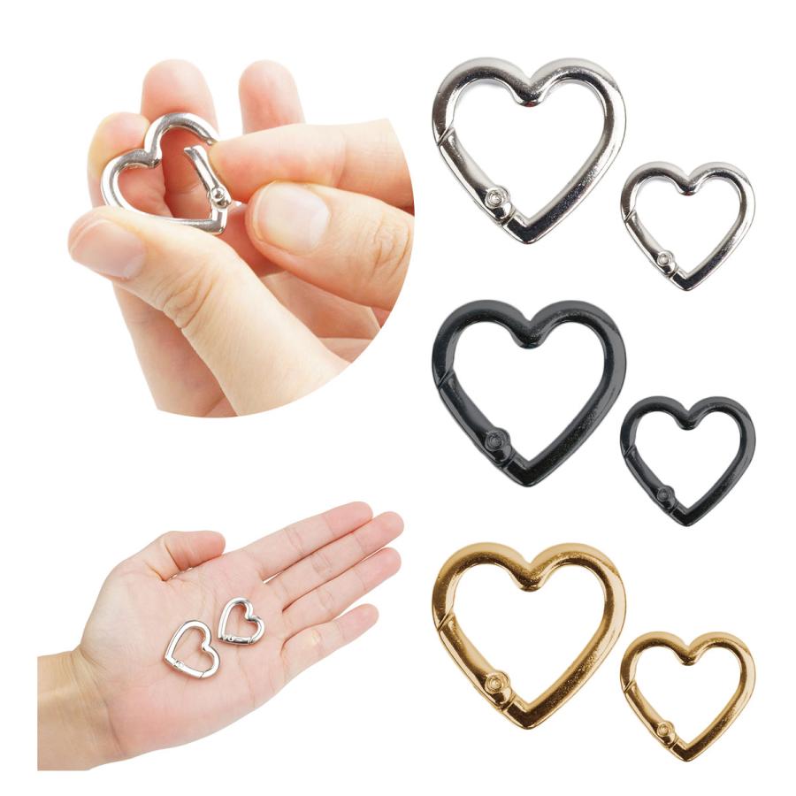 10個セット ハート型 カラビナ 選べる 2サイズ スモールサイズ リング