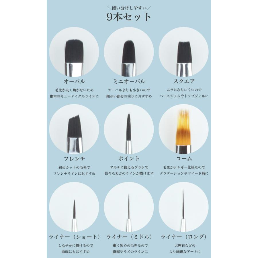 ネイルブラシ セット ネイル筆 ネイル ブラシ 9本セット ジェル ネイル