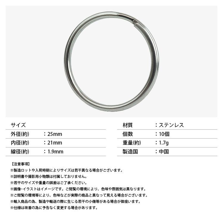 二重リング キーリング 10個セット ステンレス 外径25mm 内径21mm 二重