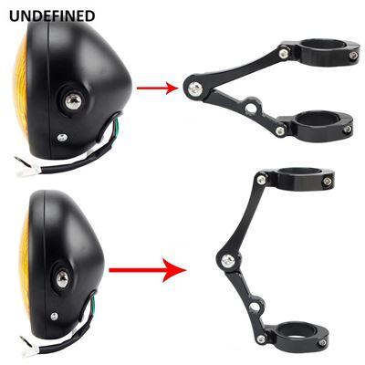 ハーレー スポーツスターXLダイナカフェレーサーチョッパーバイクヘッドライトブラケットマウントクランプ33MM-58MMフォーク管ホールダー黒